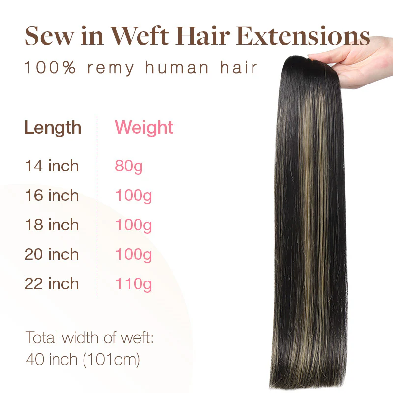 Black to Light Blonde Balayage (1B/19/1B) Sew-In Weft Hair Extensions (80g-120g) - Image 7