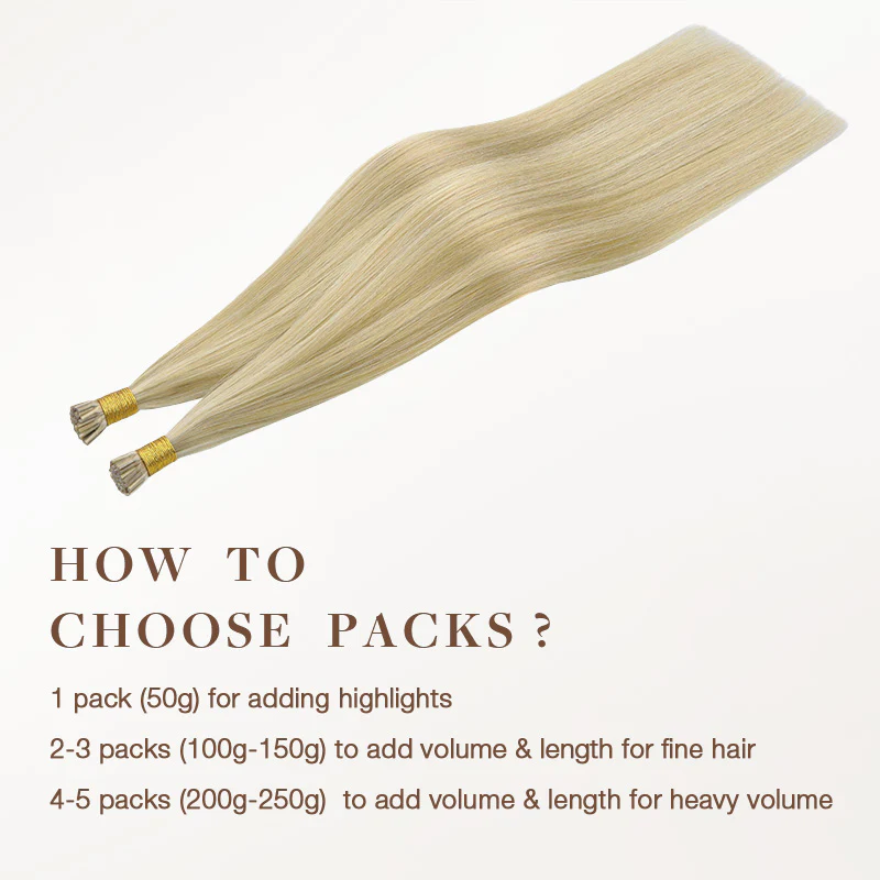 Light Blonde Highlights (16/22A) I-Tip Hair Extensions 50g - Image 4