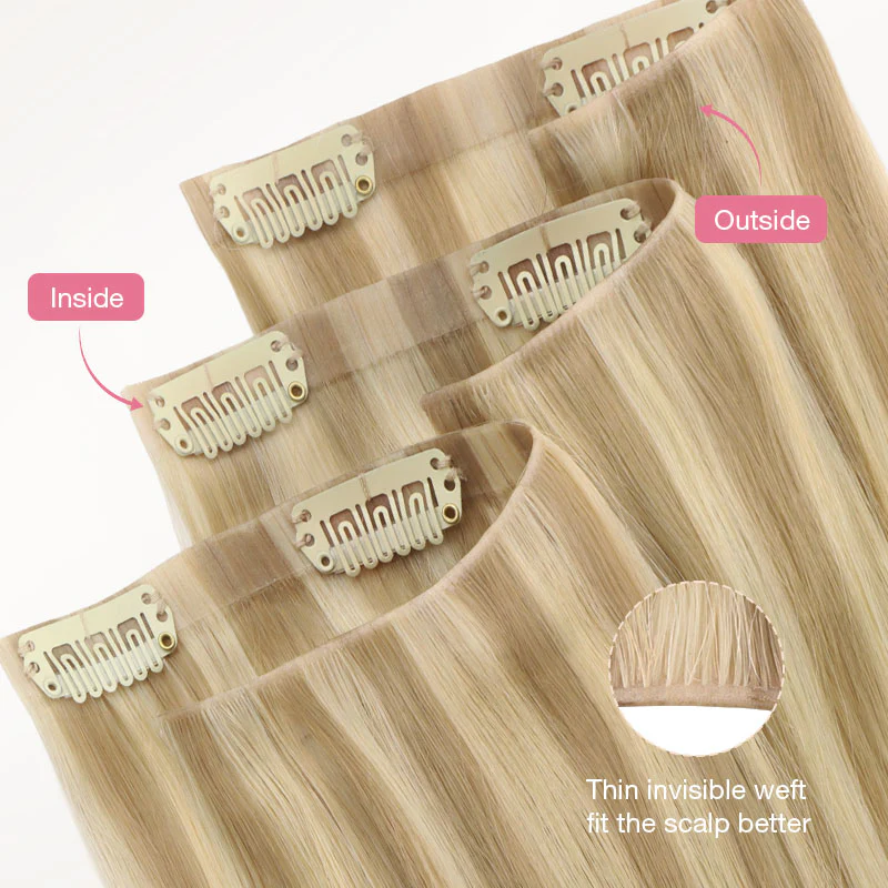 Light Blonde Highlights (16/22A) Invisi Edge Seamless Clip-Ins (140g-160g) - Image 3