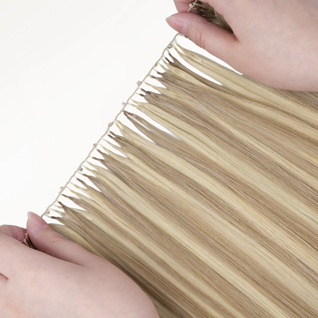 Light Blonde Highlights (16/22A) Feather Weft Hair Extension (50g-60g) - Image 8