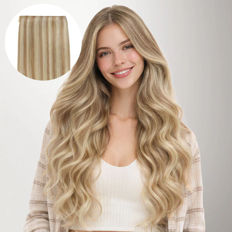 Light Blonde Highlights (16/22A) Genius Tape Weft Hair Extensions 60g - Image 14