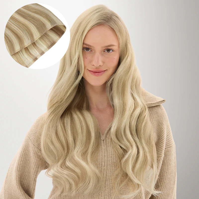 Light Blonde Highlights (16/22A) Genius Weft Hair Extensions (50-120g) - Image 12