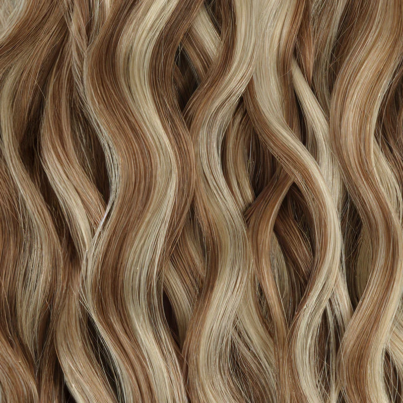 Medium Brown Highlighted Golden Blonde (5E/22I) Elf Curly Clip-in Hair Extensions (120-150g) - Image 11