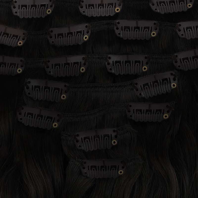 Natural Black (1B) Elf Curly Clip-in Hair Extensions (120-150g) - Image 7