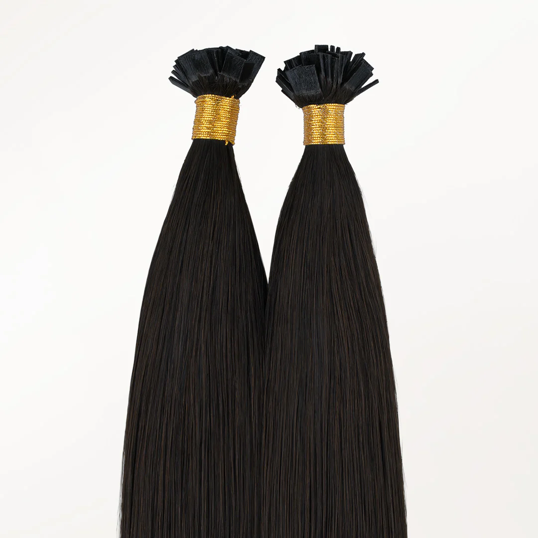 Natural Black (1B) Flat Tip Hair Extensions 60g - Image 3