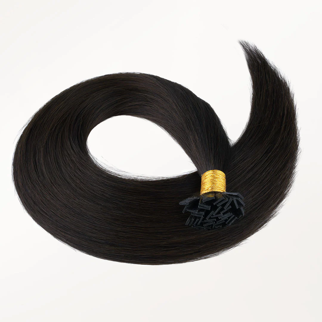 Natural Black (1B) Flat Tip Hair Extensions 60g - Image 5