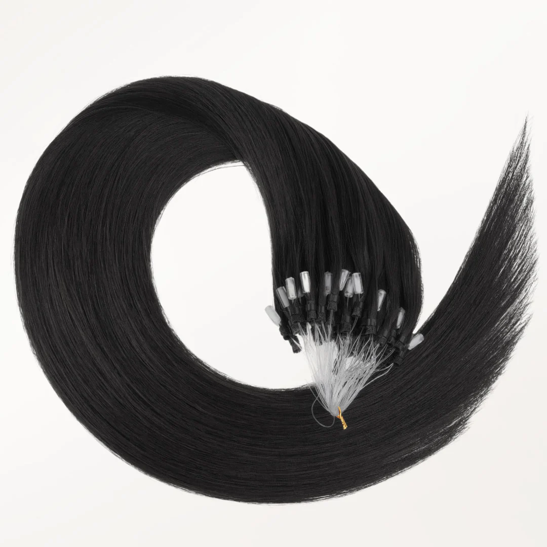Natural Black (1B) Micro Link Tip Hair Extensions - Image 3