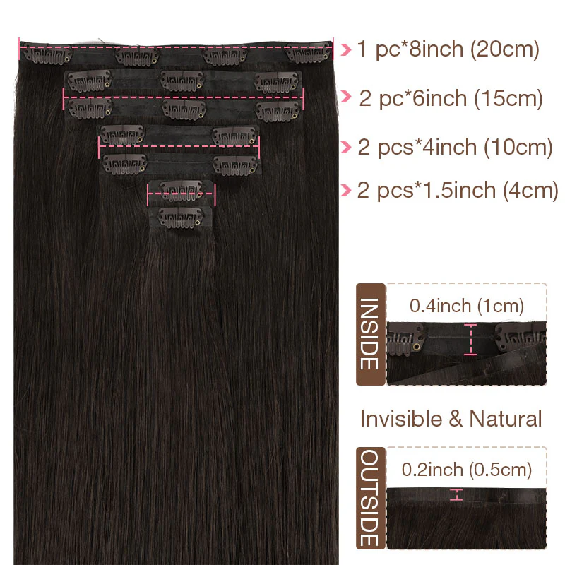 Natural Black (1B) Seamless Clip-Ins 150g [Clearance] - Image 3