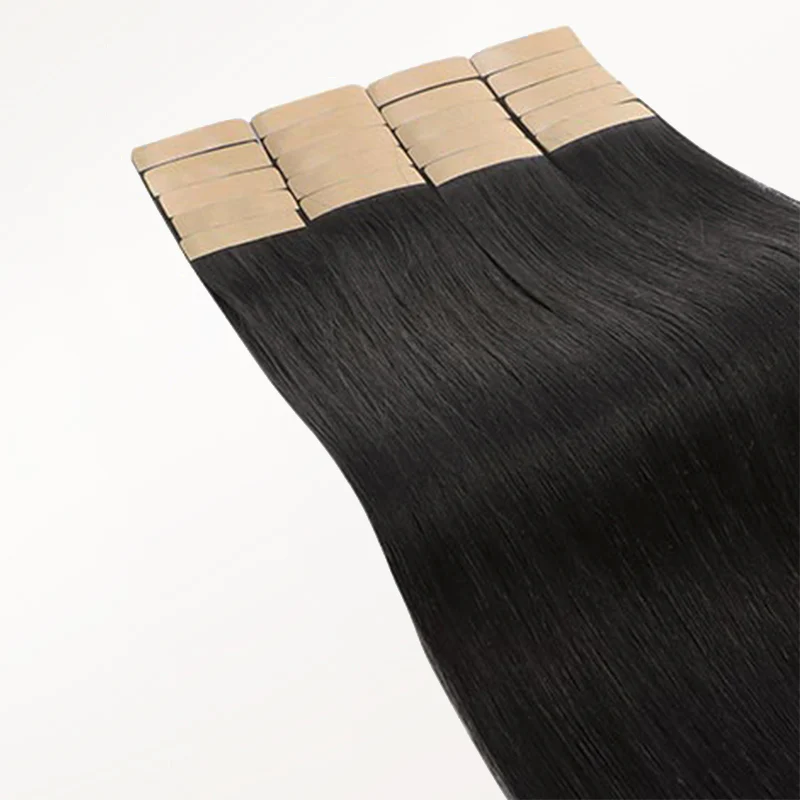 Natural Black (1B) Silky Straight Tape In Hair Extensions 50g - Image 3
