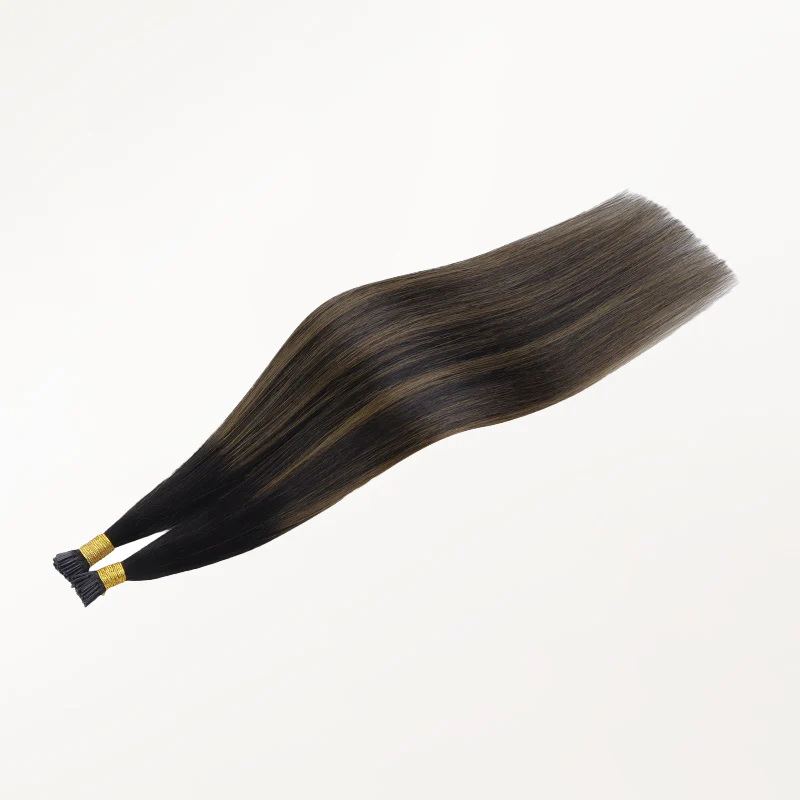 Natural Black Balayage (1B/6/1B) I-Tip Hair Extensions 50g - Image 6