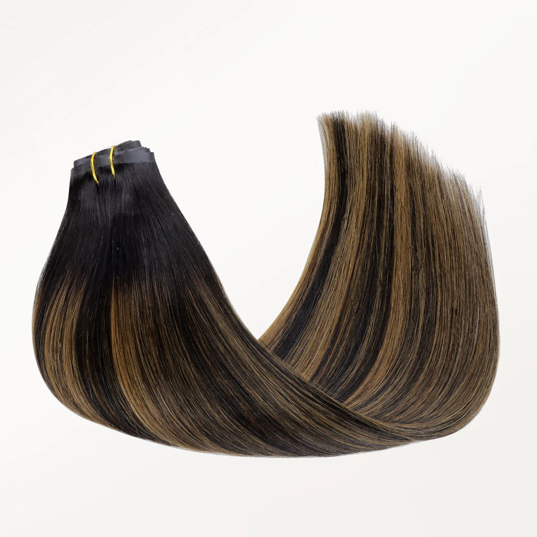 Natural Black Balayage (1B/6/1B) Seamless Clip-Ins (130g-160g) - Image 8