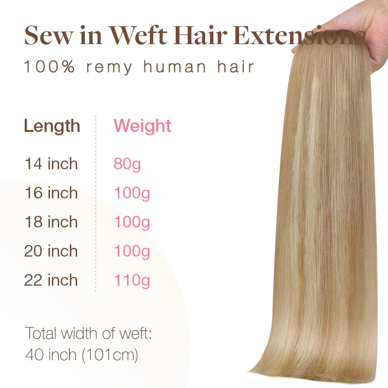 Natural Blonde Balayage (18ET90A) Sew-In Weft Hair Extensions (80g-120g) - Image 6
