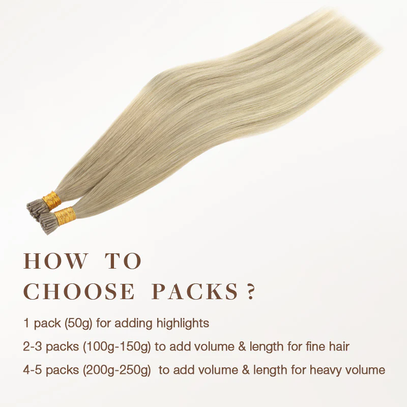 Natural Blonde Balayage (18ET90A) I-Tip Hair Extensions 50g - Image 4