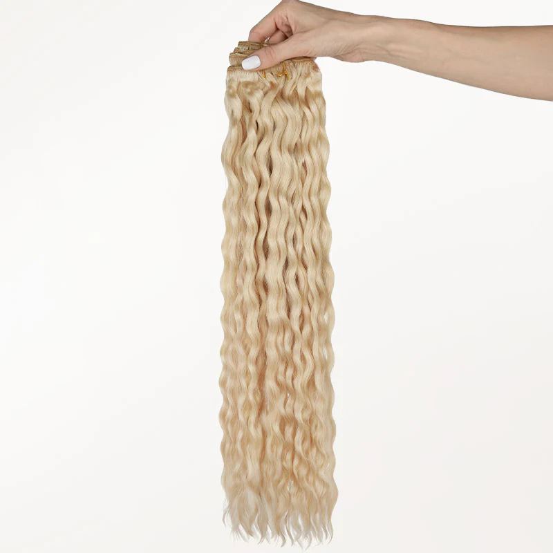 Platinum Blonde (22H) Elf Curly Clip-in Hair Extensions (120-150g) - Image 4