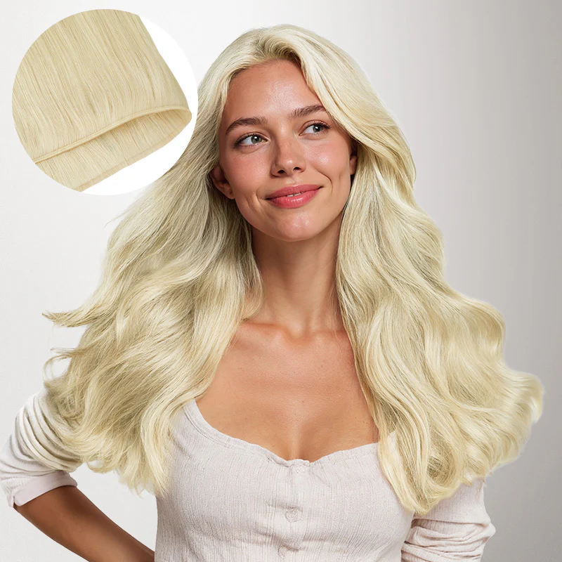 Platinum Blonde (60A) Genius Weft Hair Extensions (50-120g) - Image 12