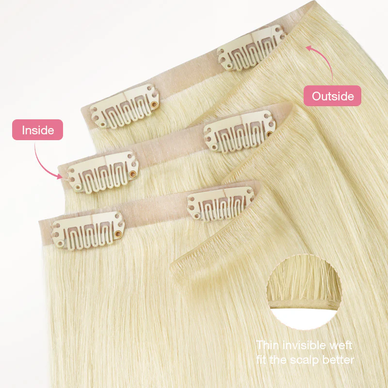 Platinum Blonde (60A) Invisi Edge Seamless Clip-Ins (140g-160g) - Image 6