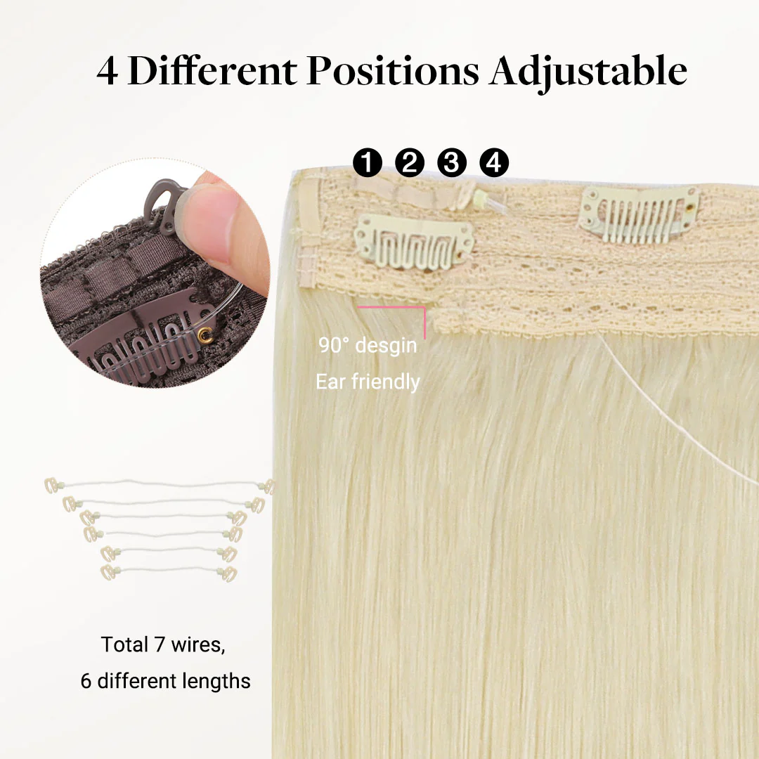 Platinum Blonde (60A) Pro & Wire Hair Extension (70g-140g) - Image 3