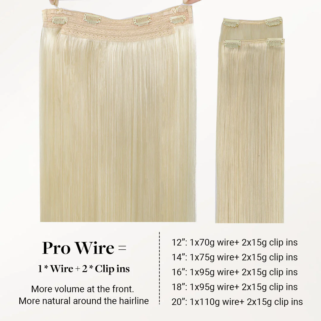 Platinum Blonde (60A) Pro & Wire Hair Extension (70g-140g) - Image 4