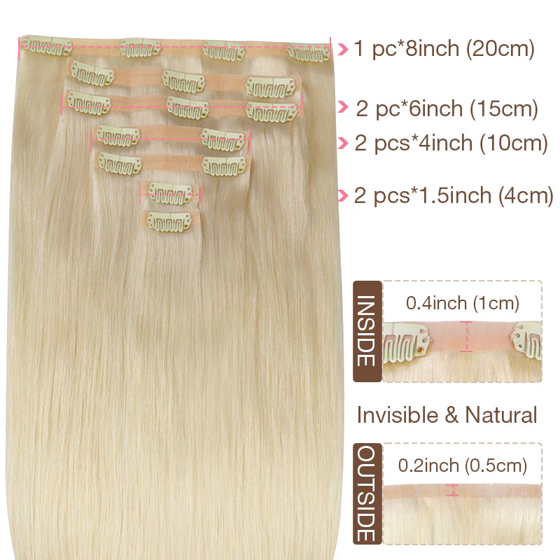 Platinum Blonde (60A) Seamless Clip-Ins 130g [Clearance] - Image 4