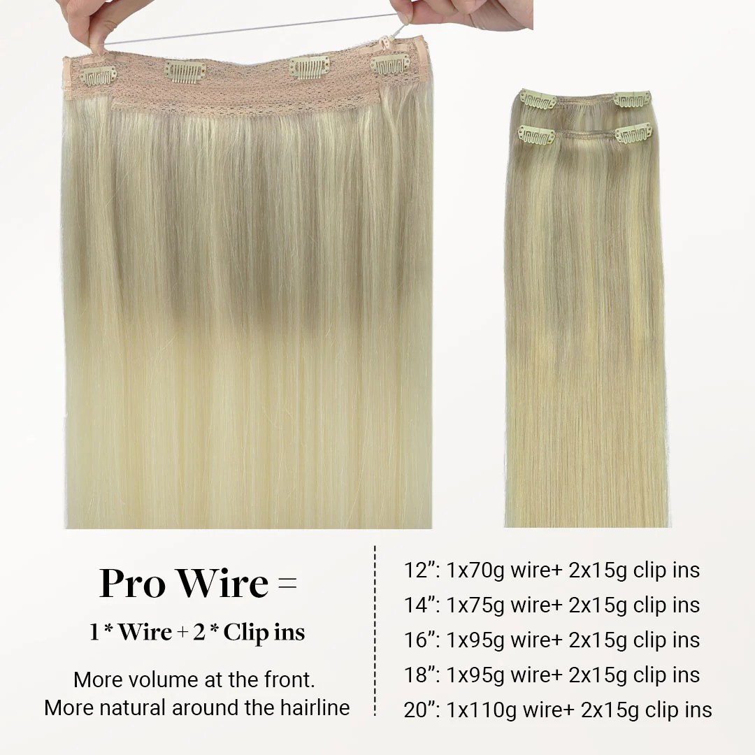 Platinum Blonde Balayage (17/22/60) Pro & Wire Hair Extension (70g-140g) - Image 4