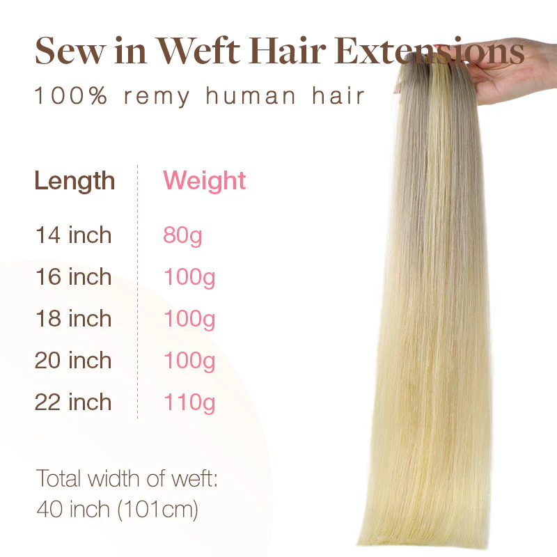 Platinum Blonde Balayage (17/22/60) Sew-In Weft Hair Extensions (80g-120g) - Image 7