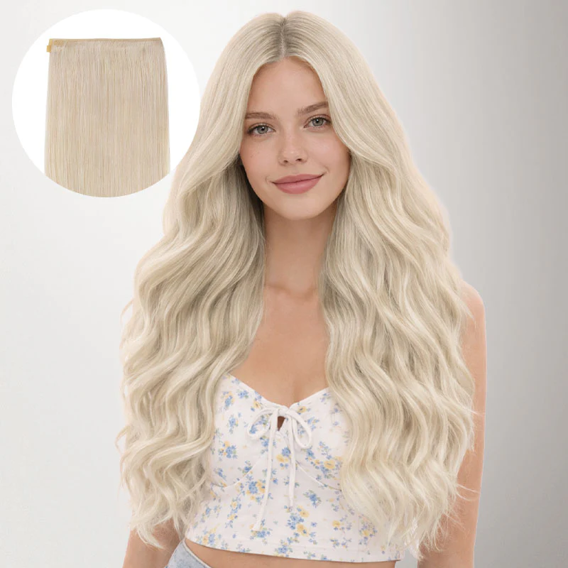 Pure Platinum Blonde (1000) Genius Tape Weft Hair Extensions 60g - Image 15