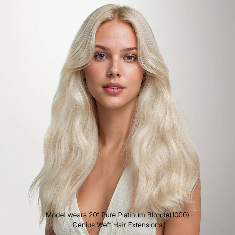 Pure Platinum Blonde (1000) Genius Tape Weft Hair Extensions 60g - Image 9
