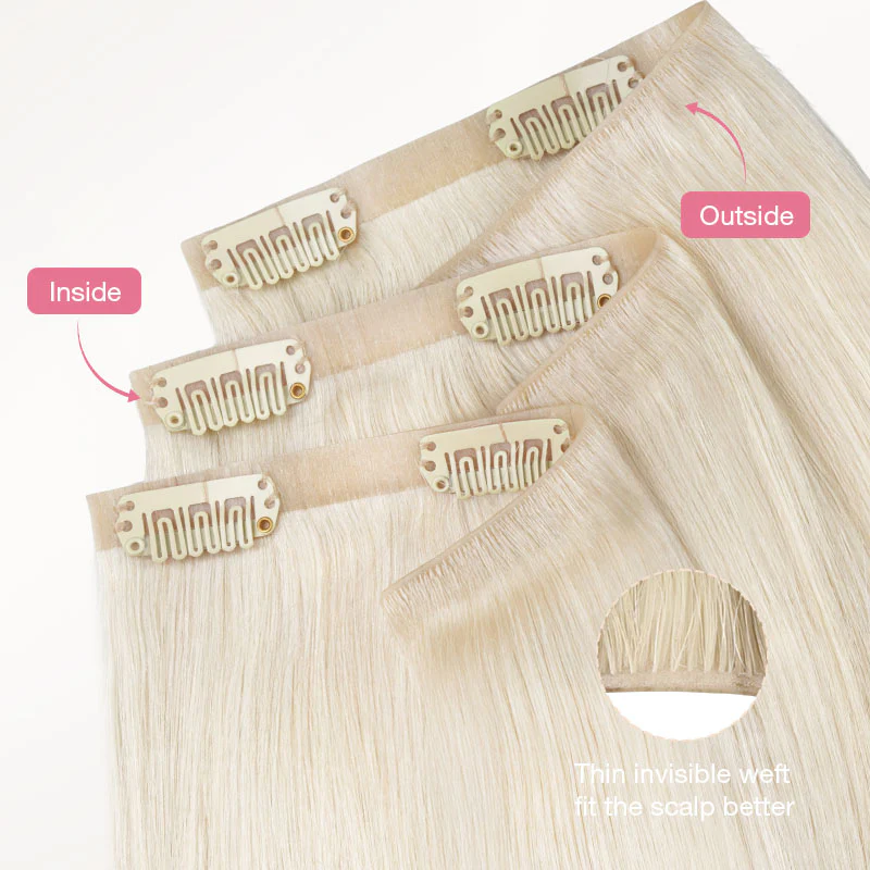 Pure Platinum Blonde (1000) Invisi Edge Seamless Clip-Ins (140g-160g) - Image 7
